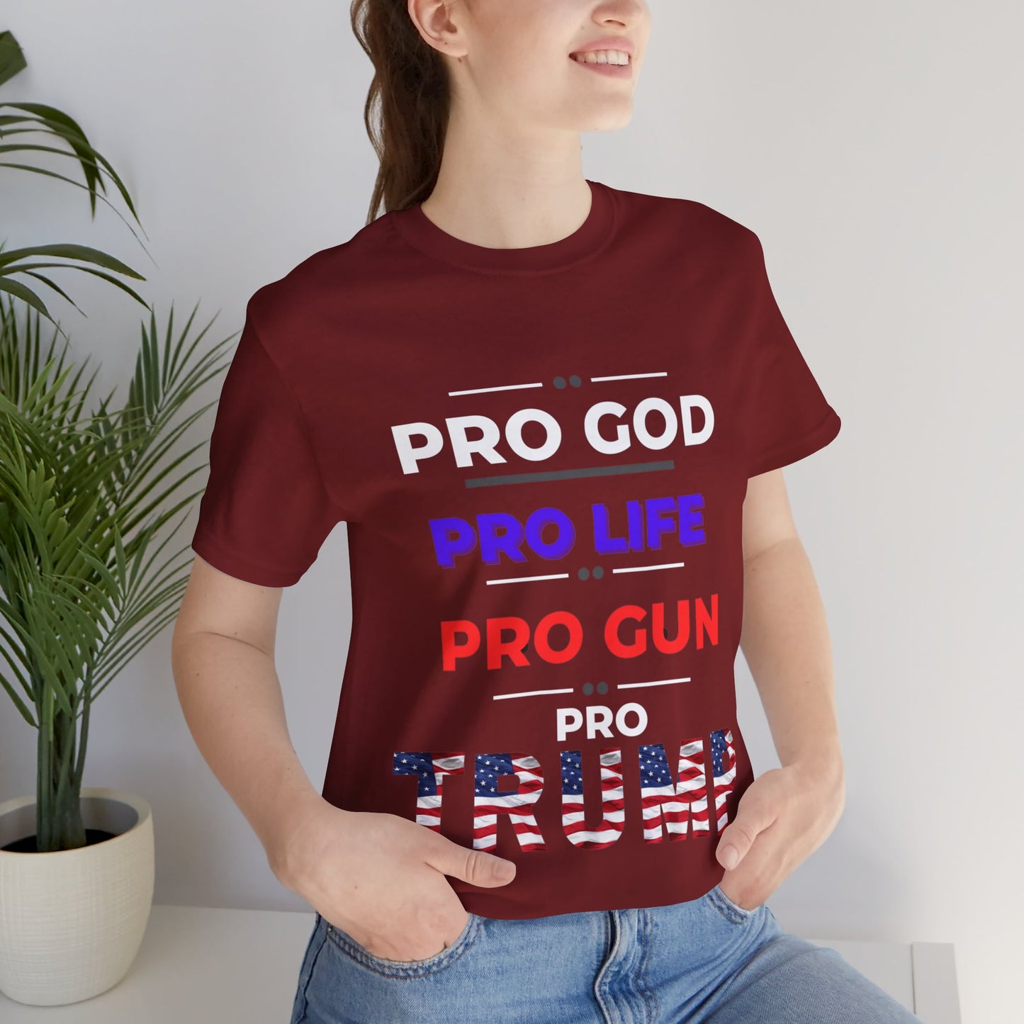 Pro God, Pro Gun, Pro Trump Shirt. Unisex Jersey Short Sleeve Tee