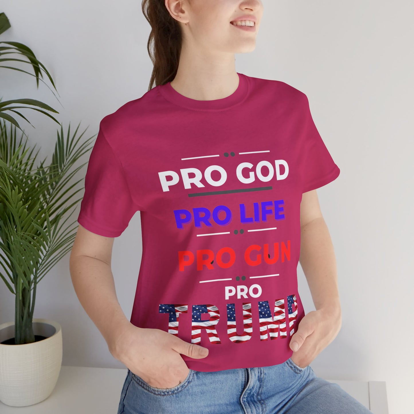 Pro God, Pro Gun, Pro Trump Shirt. Unisex Jersey Short Sleeve Tee