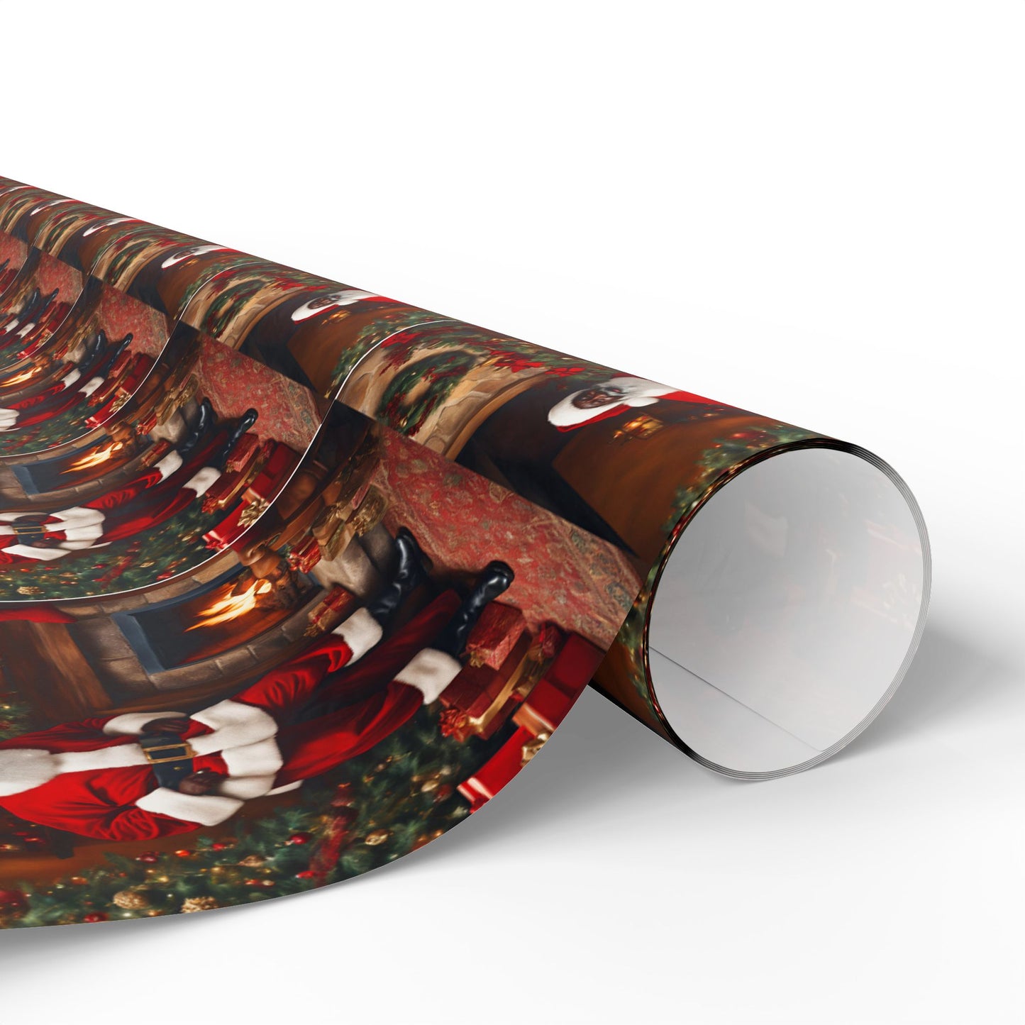 Jolly Brown Santa Wrapping Paper